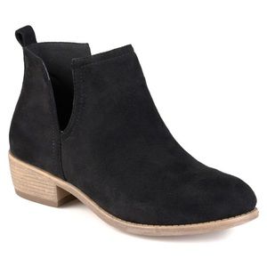 Black faux suede ankle booties